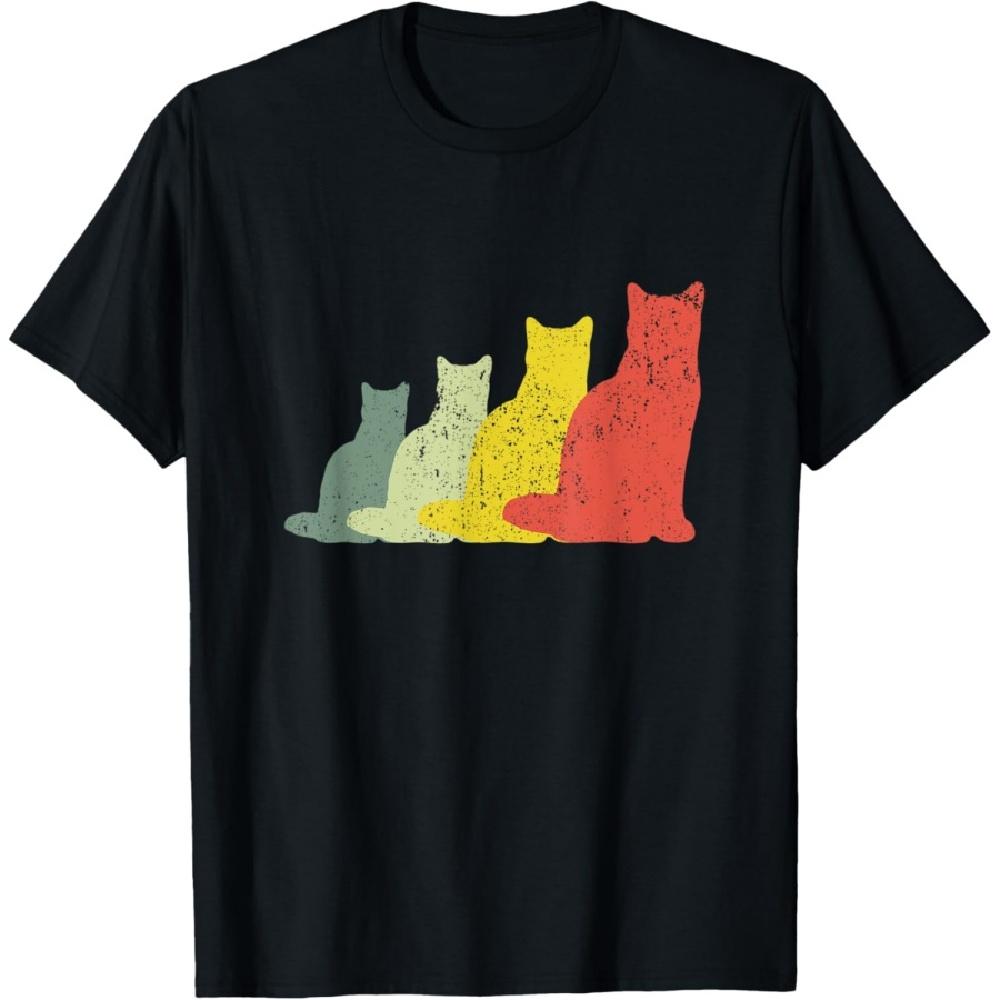 Cat Mom & Dad Silhouette - Vintage British Shorthair Cat T-Shirt