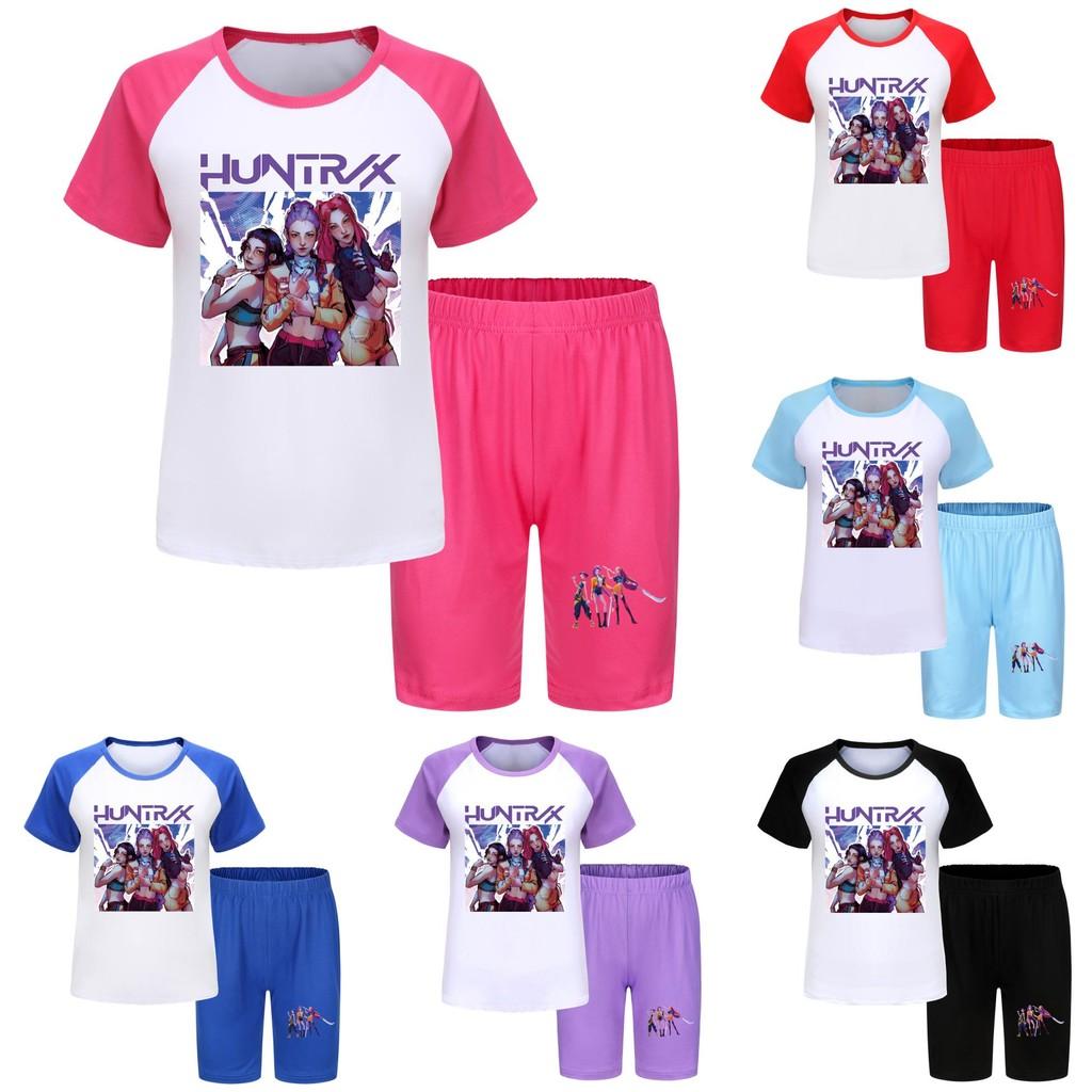 Kpop Demon Hunters Children Summer Shorts And T Shirt Set With Cotton Fabric For Active Kids