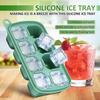 PRETYZOOM Silicone Ice Cube Tray with Lid, Easy Release Freezer Tray for Ice and Food Storage, 8-Cube Green Mold for Freezing Drinks, Juices, and