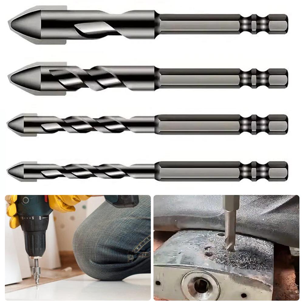 3/4 Pcs High-Strength Eccentric Twist Drill Bit 6mm/8mm/10mm/12mm Drill Bits Sets Tungsten Steel for Wood Glass Tile Plastic