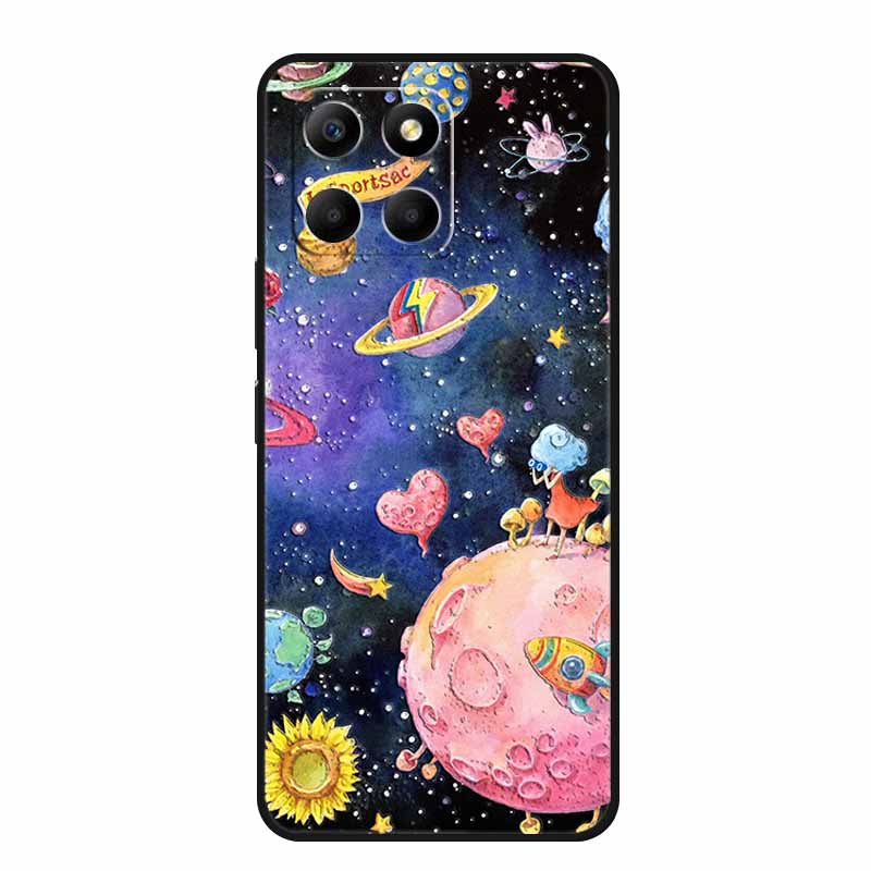 3D Тисненый Чехол Для Honor Play 9A 2024 X5b Plus X8C X6C 4G Чехол Для Телефона 9 A X 8 6 C Coque Цветы Черный Силикон Мягкая Задняя Крышка