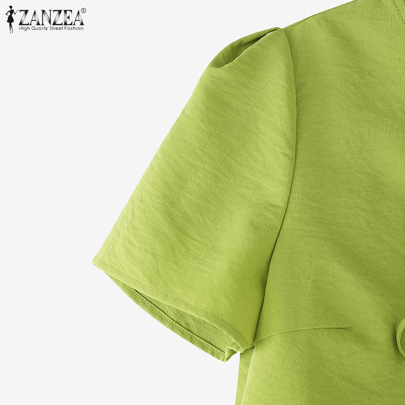 ZANZEA Женское повседневное летнее платье с коротким рукавом и V-образным вырезом