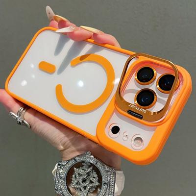 Прозрачный чехол для iPhone 17 Air 16 15 14 Plus 13 12 11 Pro Max Для Magsafe Беспроводной зарядки Подставка-держатель для камеры Защитная крышка объектива