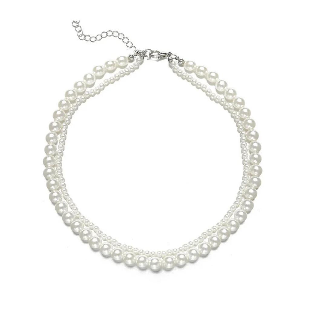 Двухслойное белое круглое жемчужное ожерелье в виде ракушки 4,8 мм, женское универсальное темпераментное многослойное ожерелье на шею «сделай сам», ювелирные изделия для девочек