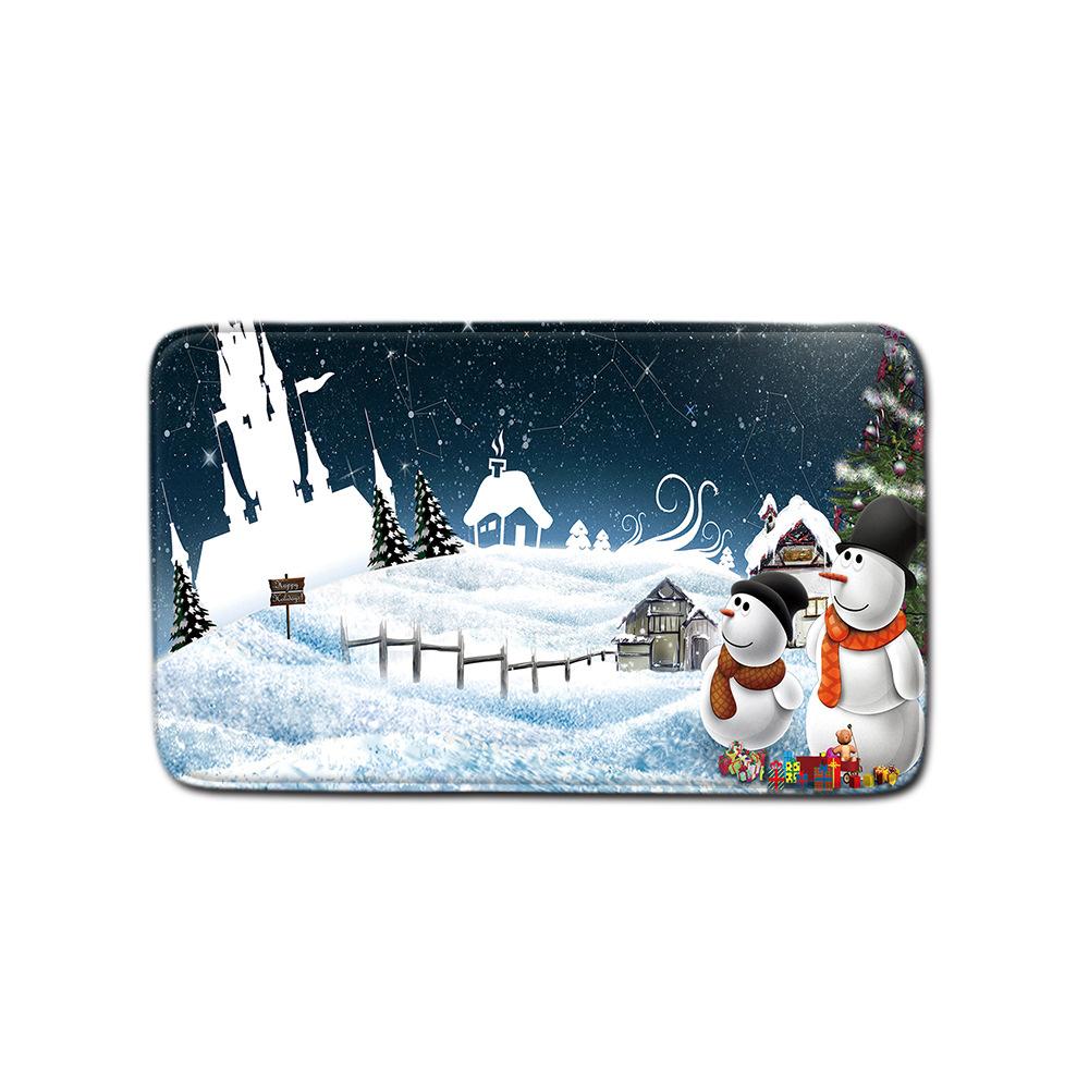 Christmas Shower Curtain Floor Mat Combination Four-Piece Set Bathroom Toilet Carpet Shower Room Mat Foot Mat