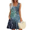 Женские летние платья Пасхальный принт Свободные сарафаны без рукавов с U-образным вырезом Платье с карманами
