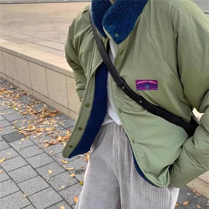 South korea Chic Autumn and Winter Retro Double-sided Wear Small Label Design Loose All-Matching Long sleeve Lamb Wool ...