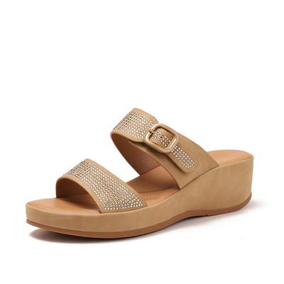 Тапочки на танкетке Water Diamond, женская обувь для отпуска, шлепанцы на одно плечо