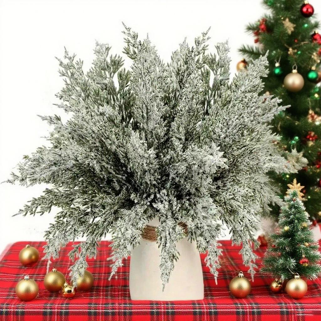 20PC/Christmas Simulation Snowflake  Needle Branch Feel Material Table Ornaments Home Decoration Christmas Tree Plug-in
