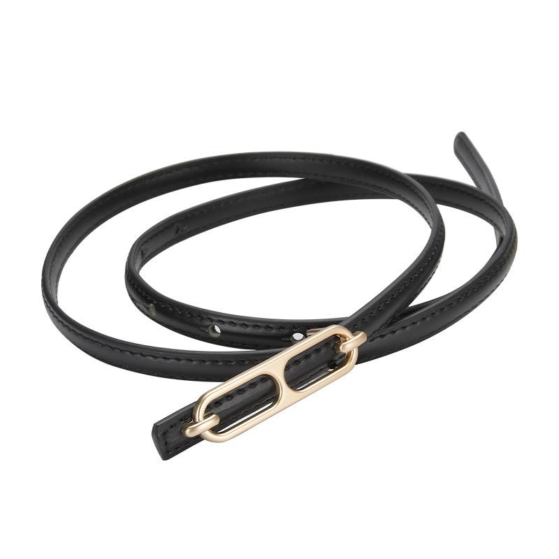 Юбка Ремень Женское Украшение Универсальный Пояс Цепочка на Талию Ремень Черный Натуральная Кожа Платье Костюм Тонкий Ремень Узкий Ремень