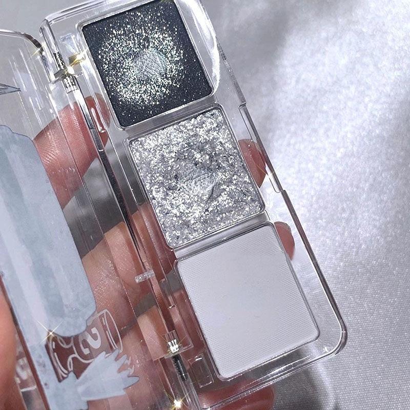 Трехцветный набор теней для век с жемчугом и блестками, матовая роза, темно-серый, зеленый, блестящие тени для век, стойкая пигментная косметика