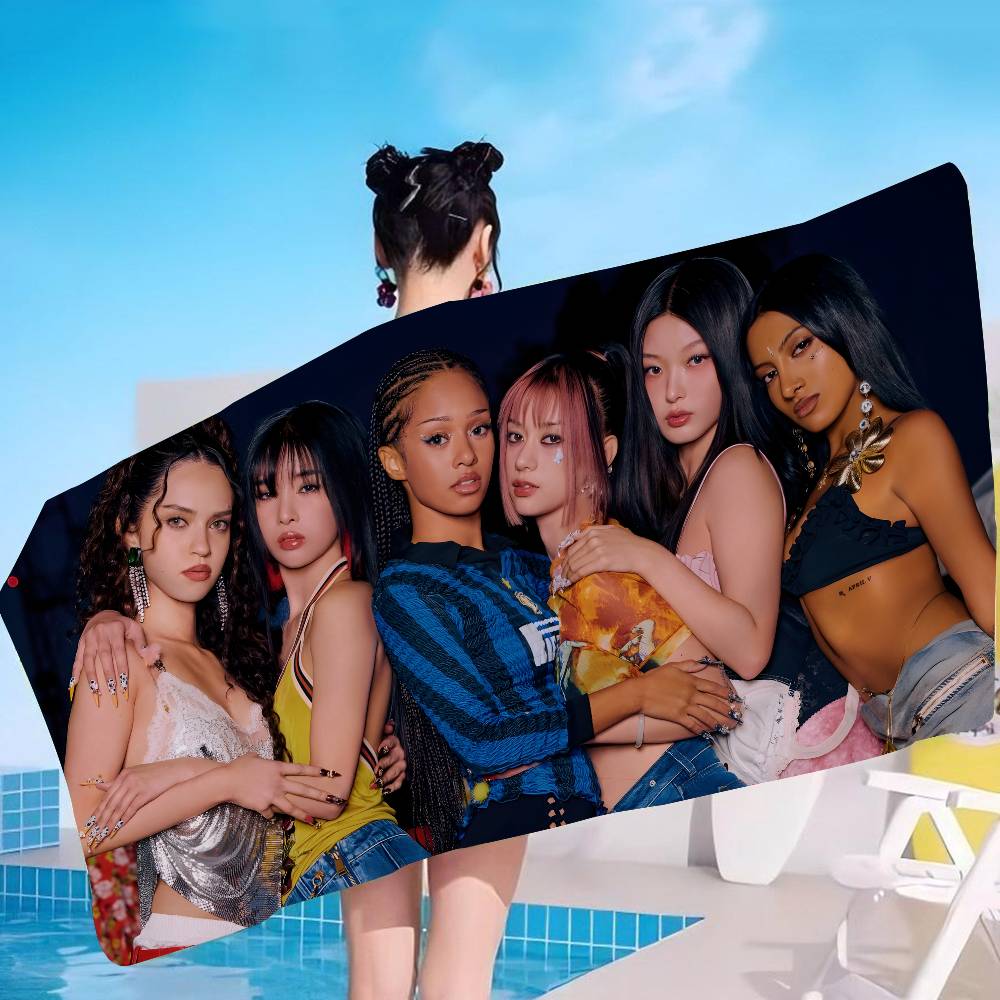 Kpop группа K-KatseyeS Микрофибра Пляжное полотенце Впитывающее Быстросохнущее Мягкое Для йоги Плавание Отдых в курорте Альпинизм Полотенце