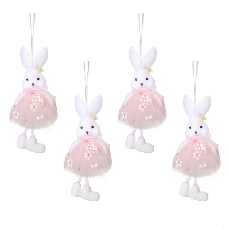 92MF 4Pcs Holiday Bunnies Ornaments Multicolor Hanging Decorations for Party