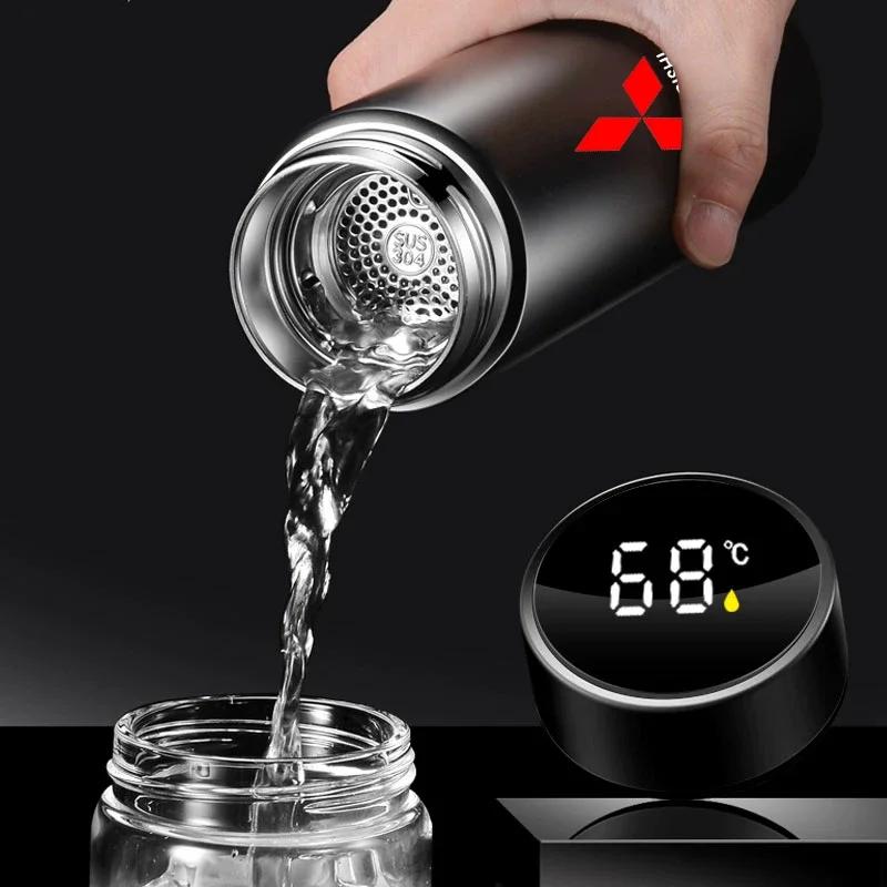 Center Hub Cap 500ml Stainless Steel Car Emblem Intelligent Temperature Cup for Mitsubishi Lancer Pajero Sport Ex Evo ASX L200