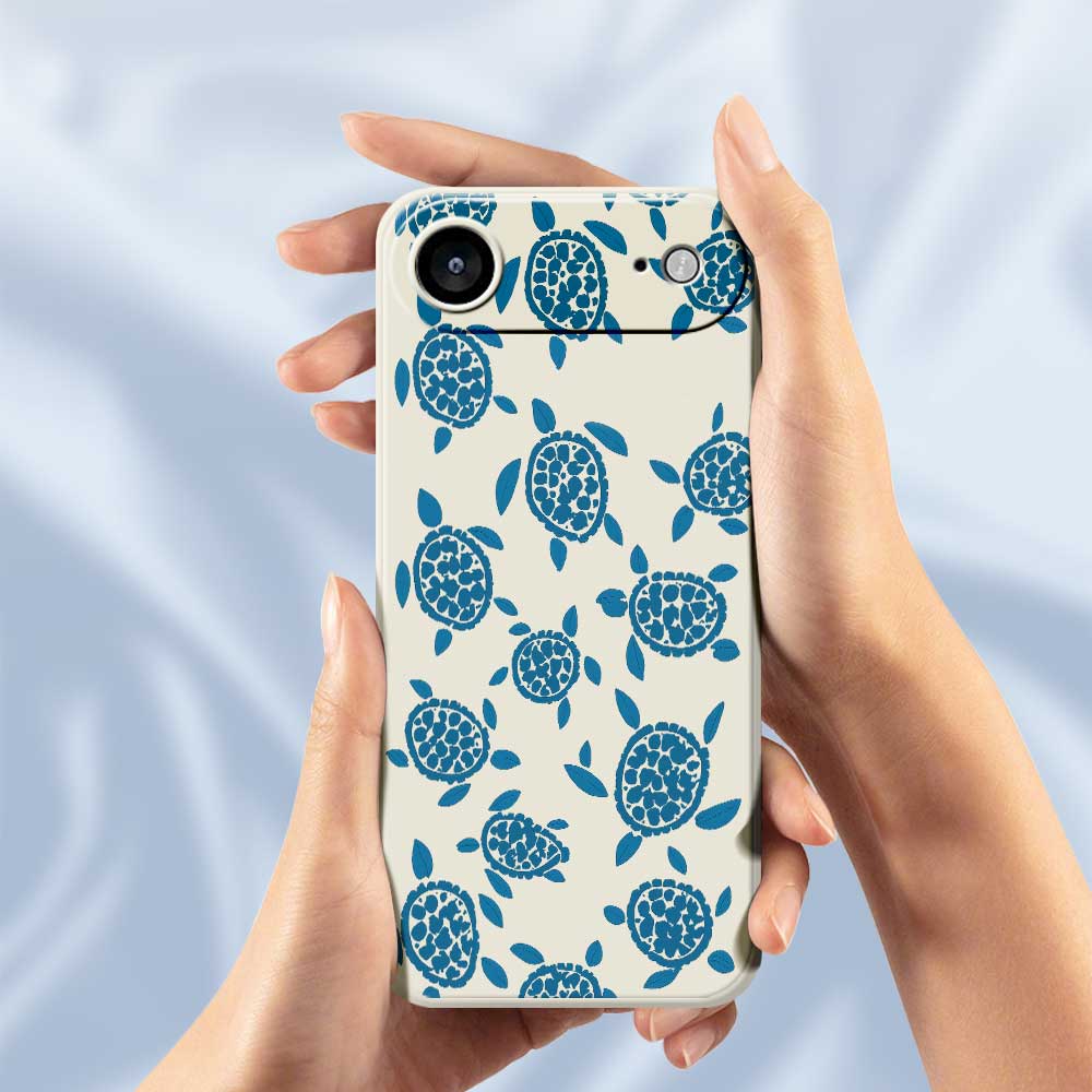 For iPhone 17 Air Case Blue Turtle Pattern Printing Straight Edge TPU Phone Back Cover