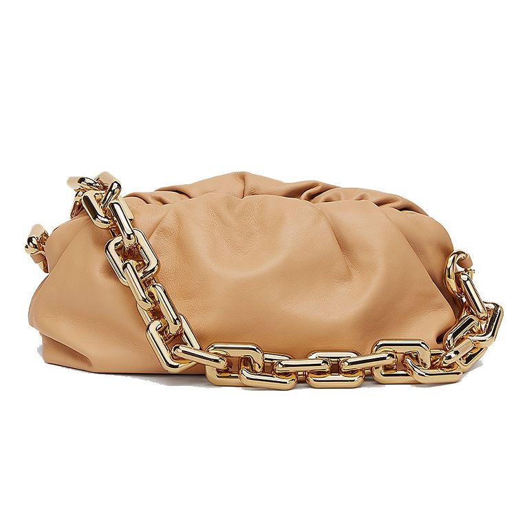 Bottega Veneta The Chain Pouch Almond/Gold Women Pouches Tan 620230-VCP40-2700
