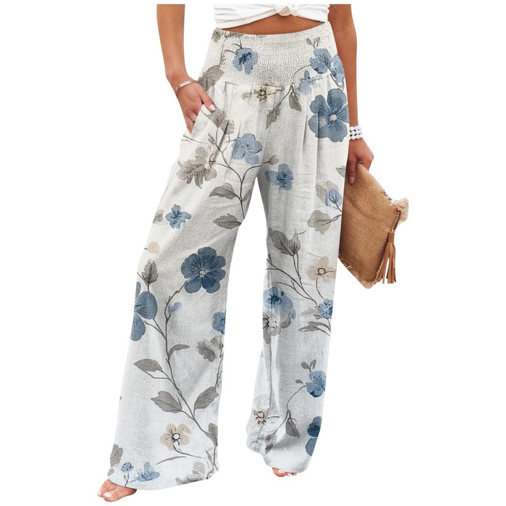 Women's Casual Pants Loose Soft Solid Color Wide Leg Long Pants High Waist Straight Leg Pants