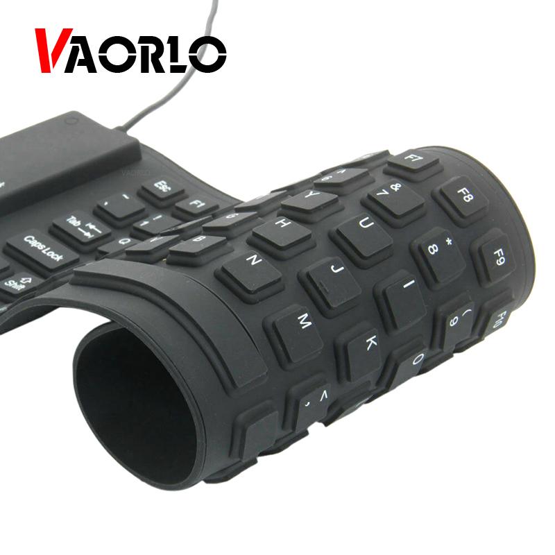 VAORLO 85-клавишная USB мини-гибкая силиконовая складная проводная клавиатура для ПК для ноутбука, США, складная портативная проводная английская клавиатура