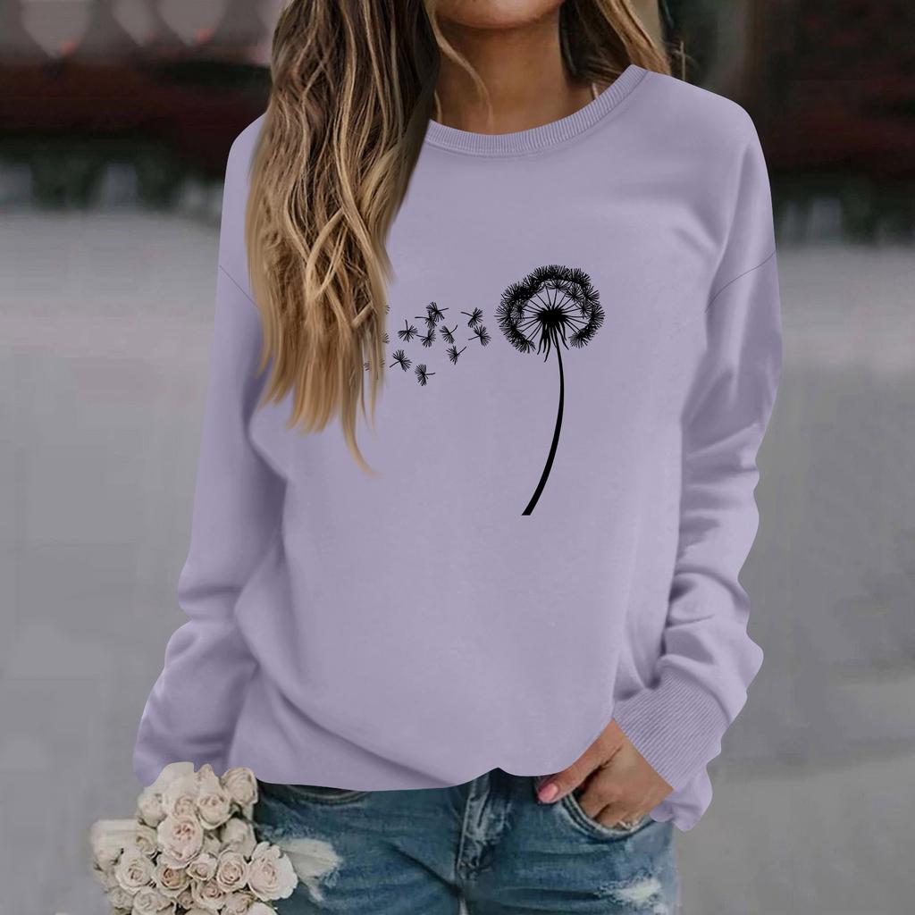 Женская модная повседневная толстовка с длинным рукавом и круглым вырезом с принтом