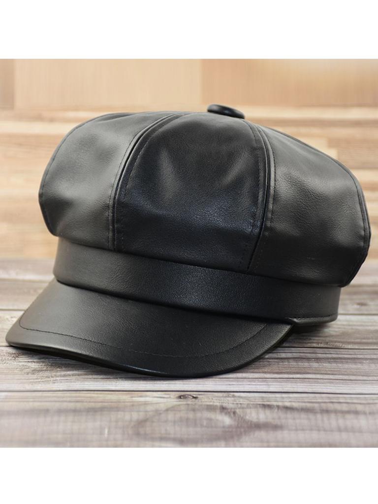 Lady Winter Small Size Octagonal Hat Adult PU LeatherFitted Newsboy Cap Men Big Size Beret Hats 54cm 56cm 57.5cm 59cm 61-62cm