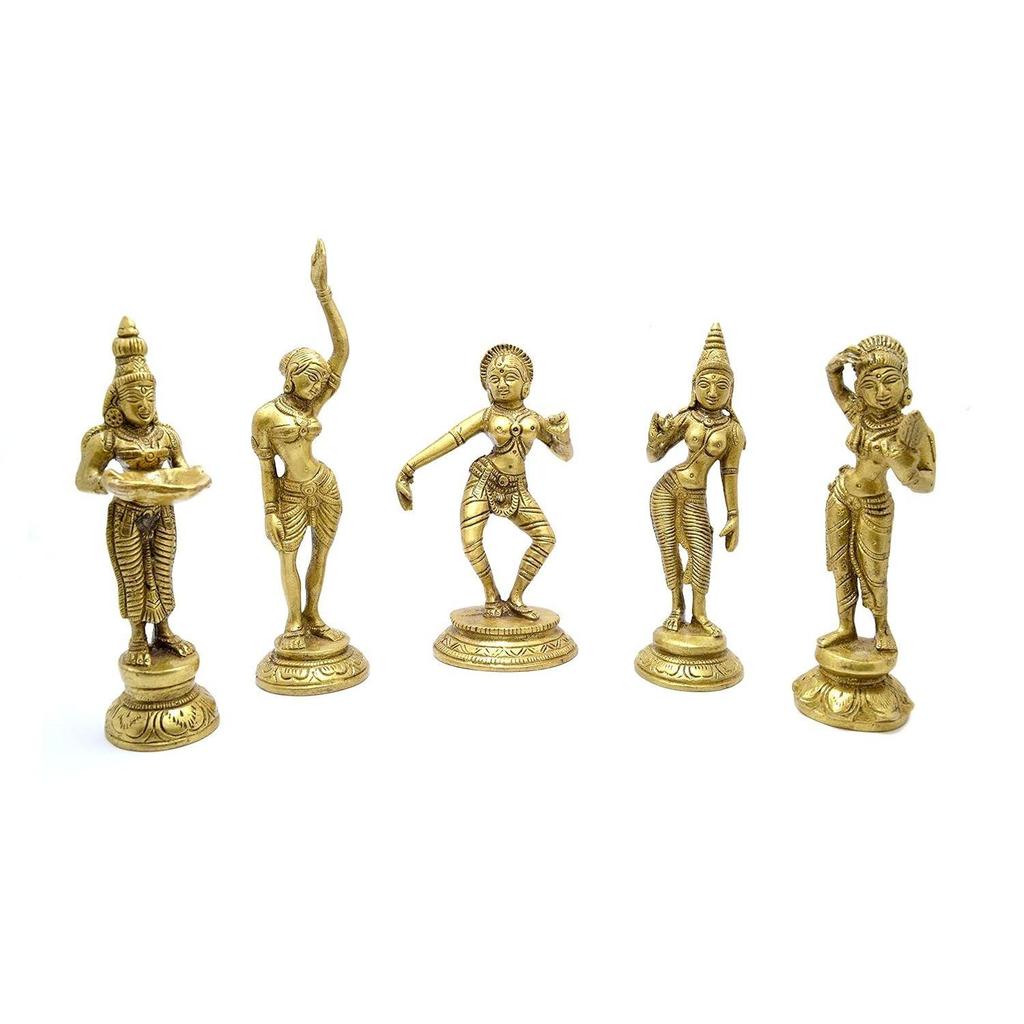 Латунные экспонаты Apsara - набор из 5 статуэток, декоративные элементы для дома, экспонаты для домашнего декора, подарки, новинка