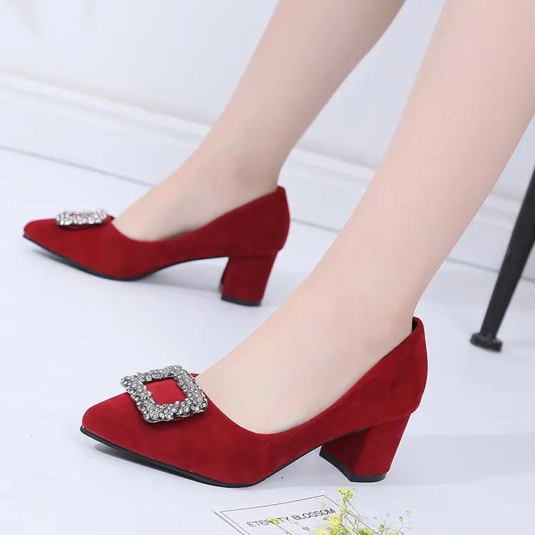 F54Sexy High Heels Women Pumps Pointe Shoes 2024 Весна Женские Туфли На Квадратном Каблуке Женские Туфли На Высоком Каблуке 2024 Новинка