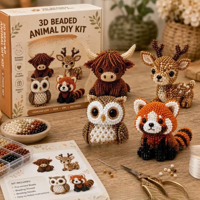 3D Beaded Animal Craft Kit Beginner Friendly DIY Animal Beading Set Stress Relief Handmade Craft for Adults Home Leisure Time Activity