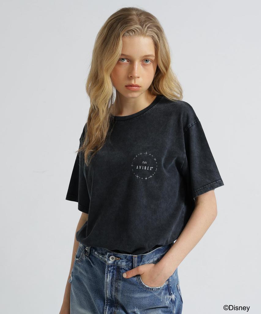 AVIREX Коллекция FANTASIA MICKEY MOUSE ФОЛЬГИРОВАННЫЙ ПРИНТ ЖЕНСКАЯ F 410 Угольная ФУТБОЛКА Женская 783-5235616