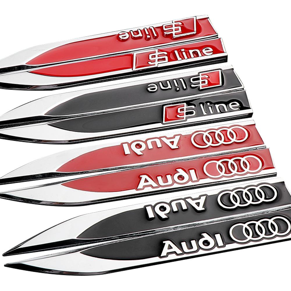 2026 2PCS Car Left Right Wing Side Fender Emblem Sticker Decoration Auto Decal Accessories For 22x Sline TT A1 A2 A3 A4 A5 A6 A7 A8 D2