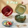 5PCS Golden Trim Snack Plate Square Dining Table Waste Dish Multi-functional Appetizer Plate  Fruit