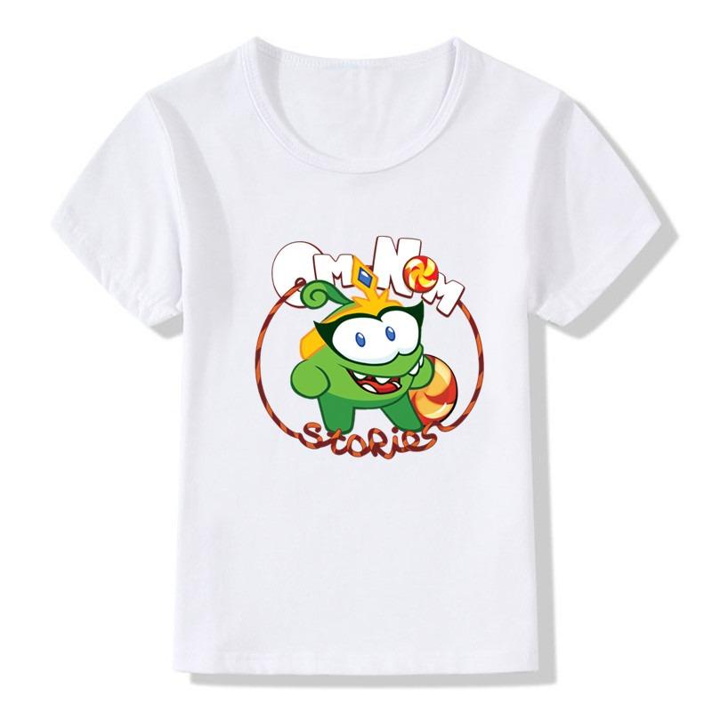 Новая детская футболка для мальчиков Горячая игра Cut The Rope Om Nom Лягушка Детские футболки Кавайный Мультяшный Малыш Мальчик Девочка Футболка Смешные Детские Топы