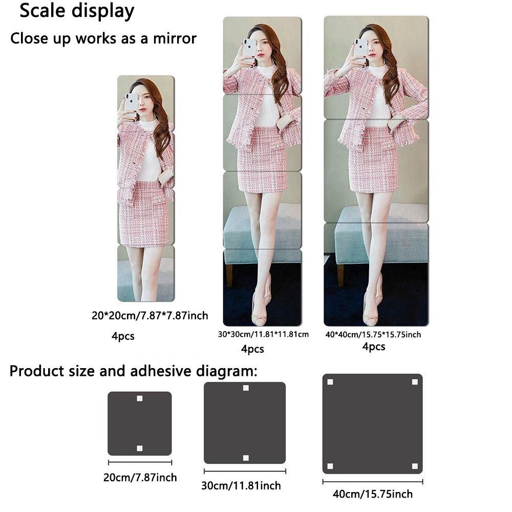 Durable Square Mirror Decal Self Adhesive Home Mirror Tiles Safe Wall Mounted Mirror  Bathroom