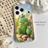 Cartoon Plant Cactus Phone Case For iPhone 14,16,12,17,13,15,11 Max,Pro,Mini,Plus,Air,E Magnetic Frosted Transparent