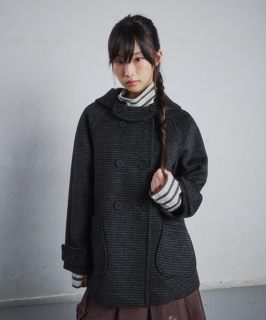 CGP (Women) Double Button Half Coat - Charcoal