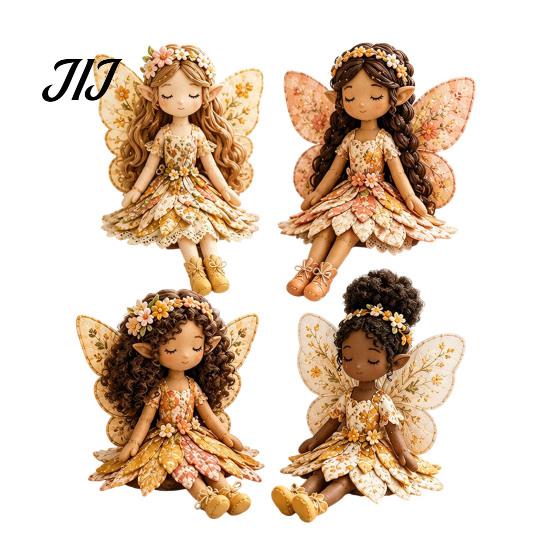 Weekend Crafting Project Magical Fairy Patchwork Kit, DIY Flower Fabric Sewing Make Handmade Art Set 4 Winged Dolls, Craft Kit for Beginners,