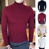 Осень-зима мужской топ с высоким воротником, облегающий трикотажный однотонный эластичный свитер, пуловер средней длины, спортивная повседневная одежда, школьный свитер