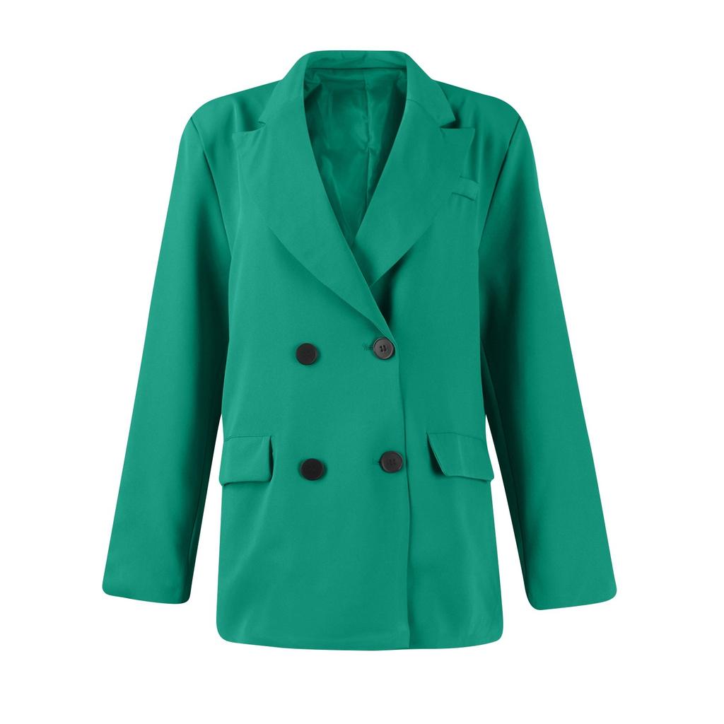 Women's Casual Fashion Solid Color Long Sleeved  Button Double Breasted Suit  Jacket