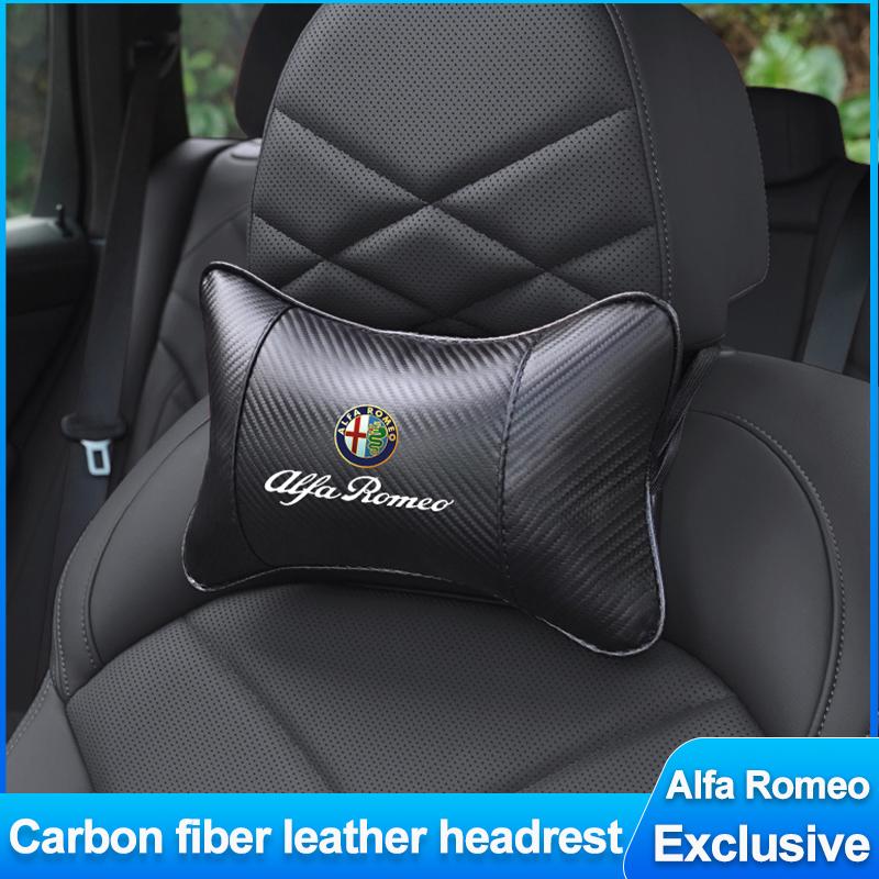 2026 Hot Alfa Romeo Carbon fiber Car Seat Headrest Neck Pillow Auto Interiors For Alfa Romeo 4C 159 166 Spider Giulia Giulietta