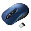 Беспроводная мышь Sanwa Direct Silent Mouse с синим светодиодом, 5 кнопок, резиновое покрытие, переключатель скорости курсора, синий, вперед/назад 400-MAWS097BL