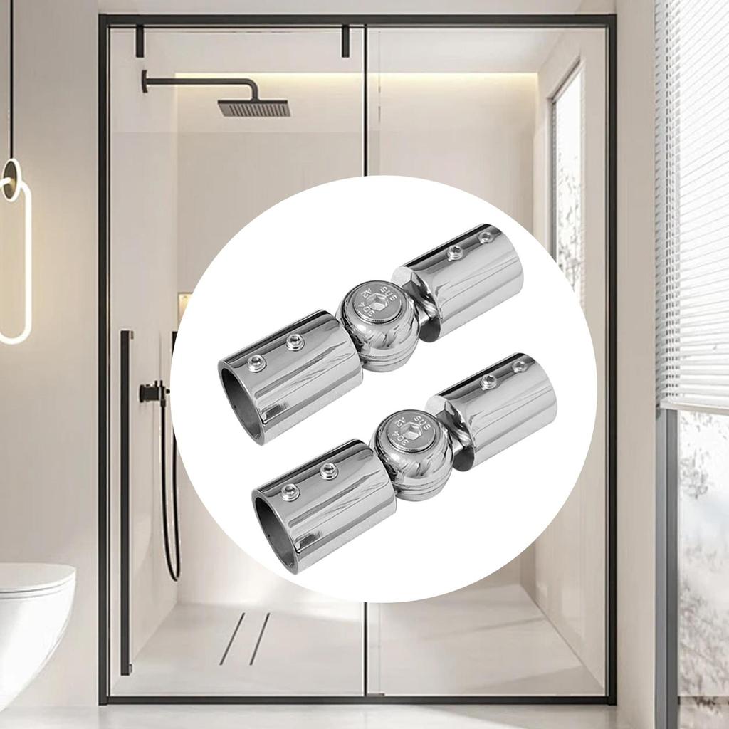 2Pcs Rod Corner Connector Hinged Elbow Connector Shower Room for Bay Window Curtain Rods Heavy Duty with Screws Adjustable