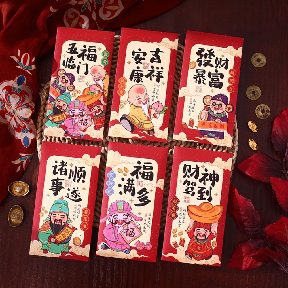 12 Pcs Rectangular Chinese New Year Red Envelope Blessings Printing HongBao Year of The Snake