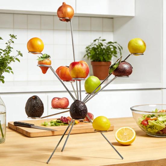 Взрывающаяся фруктовая ваза Искусство Плавающая подставка для фруктов Полная вентиляция на 360 градусов Сохраняет свежесть Металлическая скульптура для украшения кухонного стола