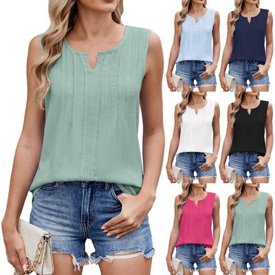 Женская мода свободный однотонный топ с V-образным вырезом и полосками без рукавов из шифона сзади