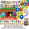 Steal n Catch The Brainrot Birthday Party Decorations Number Balloon Cake Topper Popular Game Background Party Supplies Kid Gift