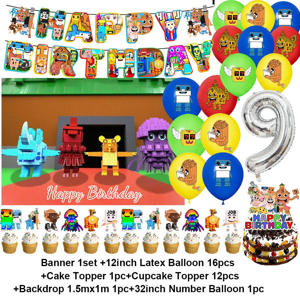 Steal n Catch The Brainrot Birthday Party Decorations Number Balloon Cake Topper Popular Game Background Party Supplies Kid Gift