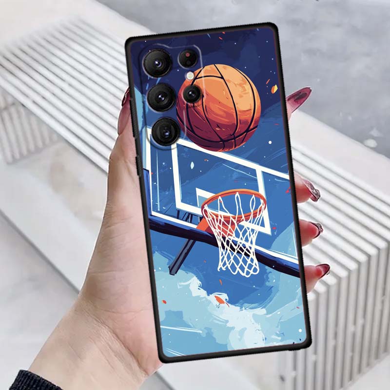 Чехол для телефона в спортивном стиле Для Samsung Galaxy S26 S25 S24 S23 S22 S21 S20 Ultra Plus FE 5G Черный Мягкий ТПУ