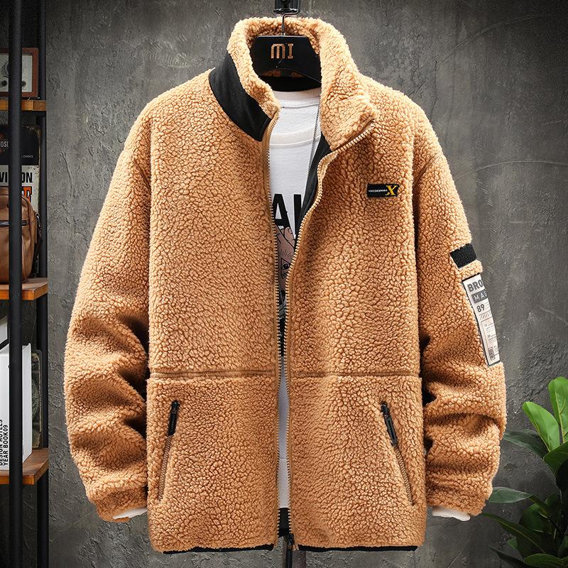 Открытое повседневное теплое хлопковое пальто Мужская бархатная корейская версия Модная зимняя крутая куртка