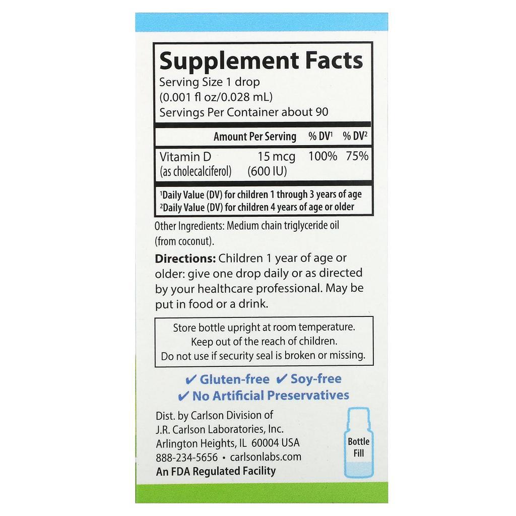 Kid'S Super Daily® D3, 15 Mcg (600 Iu), 0.086 Fl Oz (2.54 Ml)
