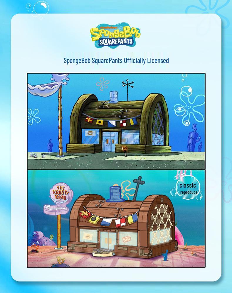 Набор конструктора «Губка Боб Квадратные Штаны Красти Краб» - Совместим с Lego