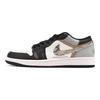 Jordan Air Jordan 1 Abrasion Resistant Breathable Low top Vintage Basketball Shoes Men's Black White Brown 553558-131(Team24-)